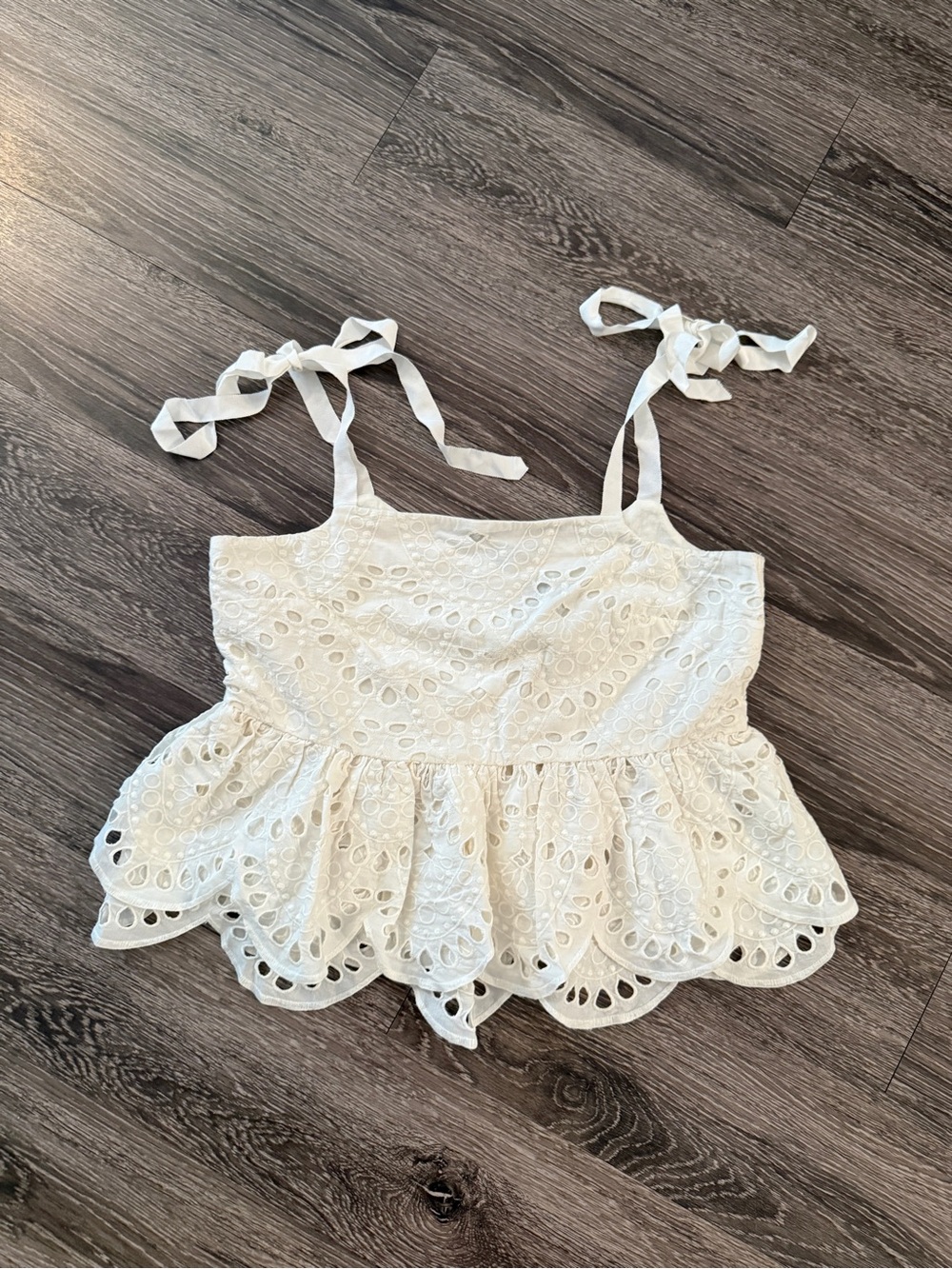 J. Crew Tie-Shoulder Eyelet Peplum Top New